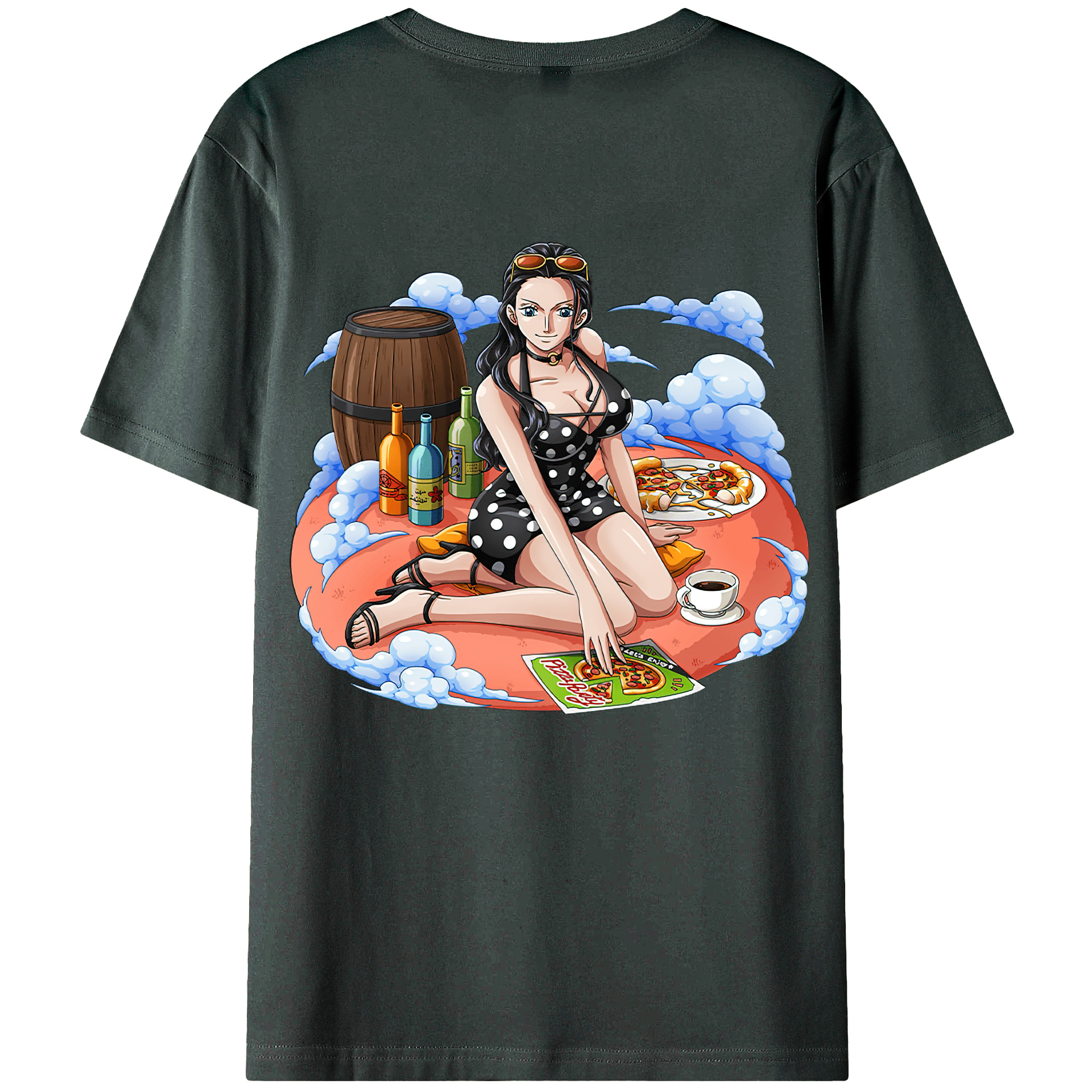 ワンピース ニコ・ロビン ONE PIECE Nico Robin 綿100％ メンズ半袖Tシャツ（バックプリント） 通気性